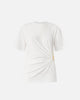 T-shirt con drappeggio e dettaglio dorato