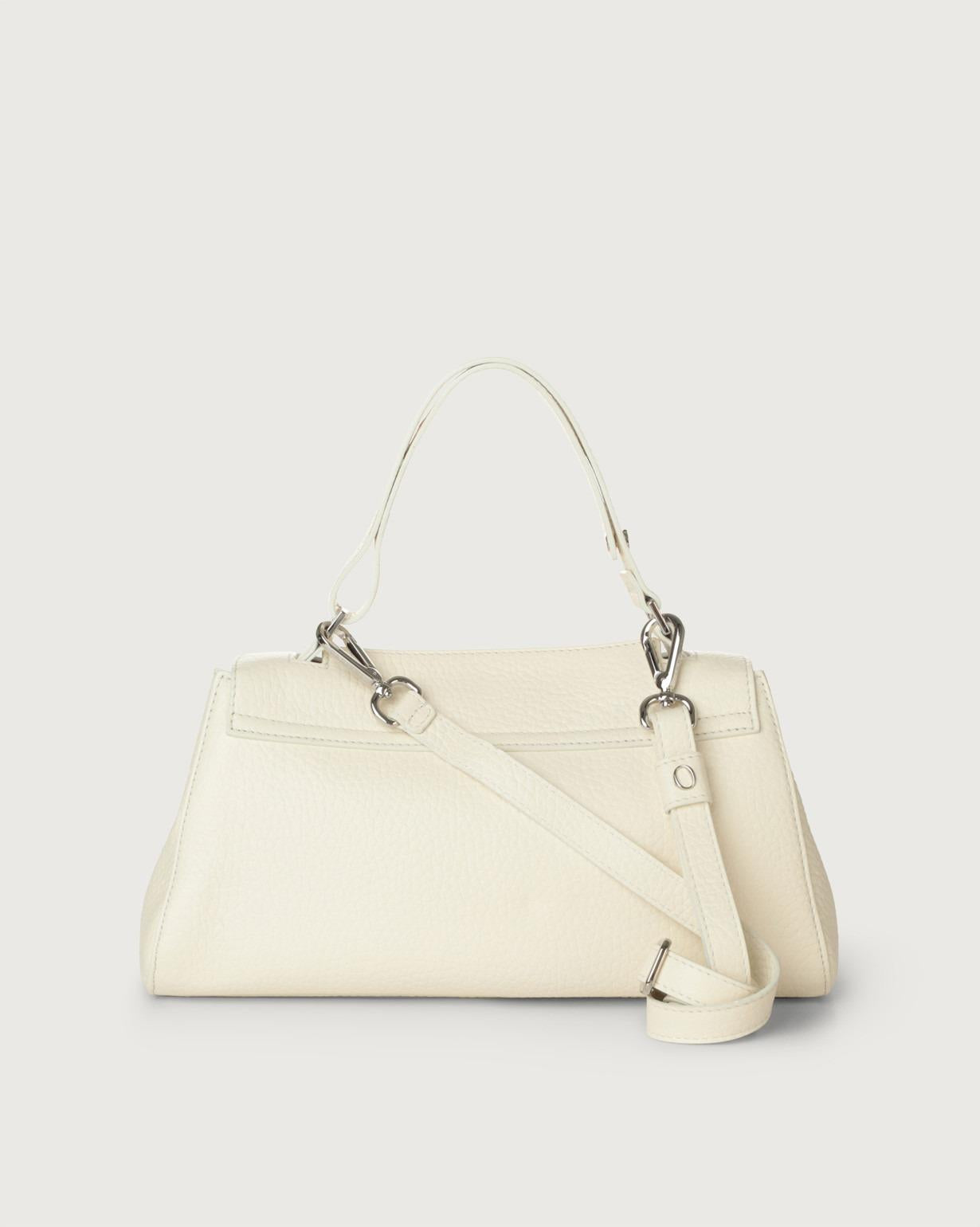 Borsa Sveva Longuette Soft in pelle con tracolla<BR/> B02159SOF BIANCO ORCIANI 
