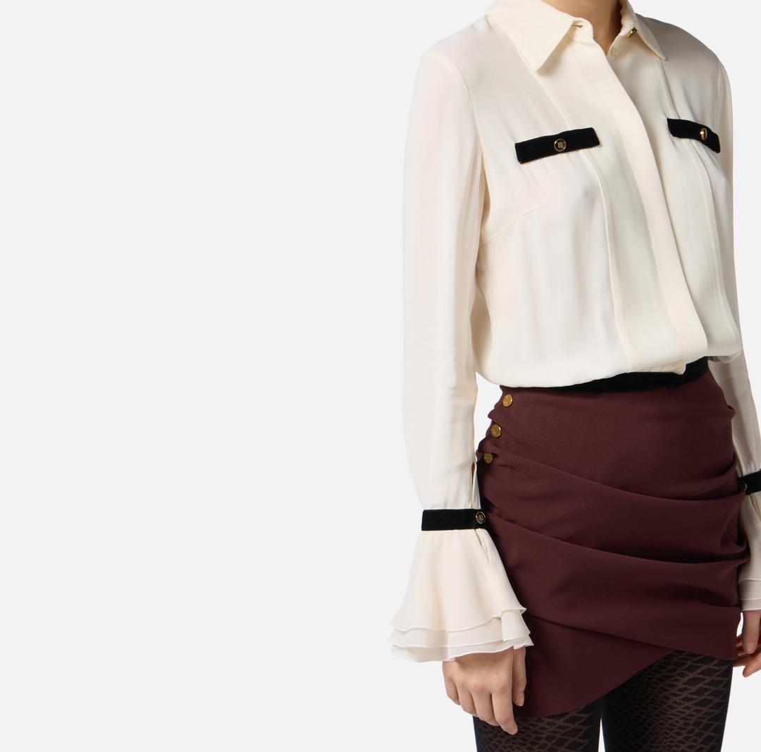 Camicia in georgette con bottoni gioiello CA13157E2 EF1 ELISABETTA FRANCHI 