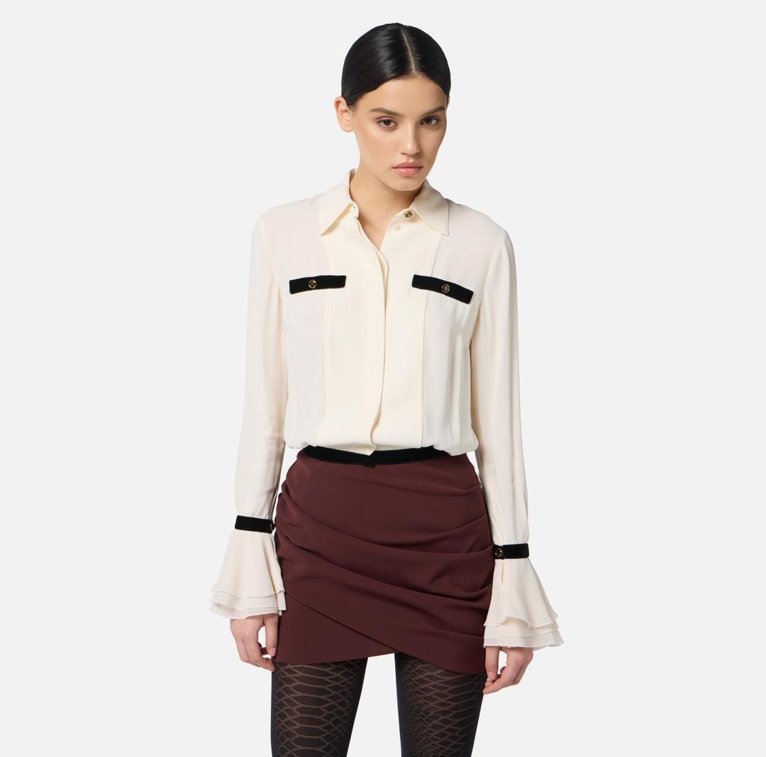 Camicia in georgette con bottoni gioiello CA13157E2 EF1 ELISABETTA FRANCHI 