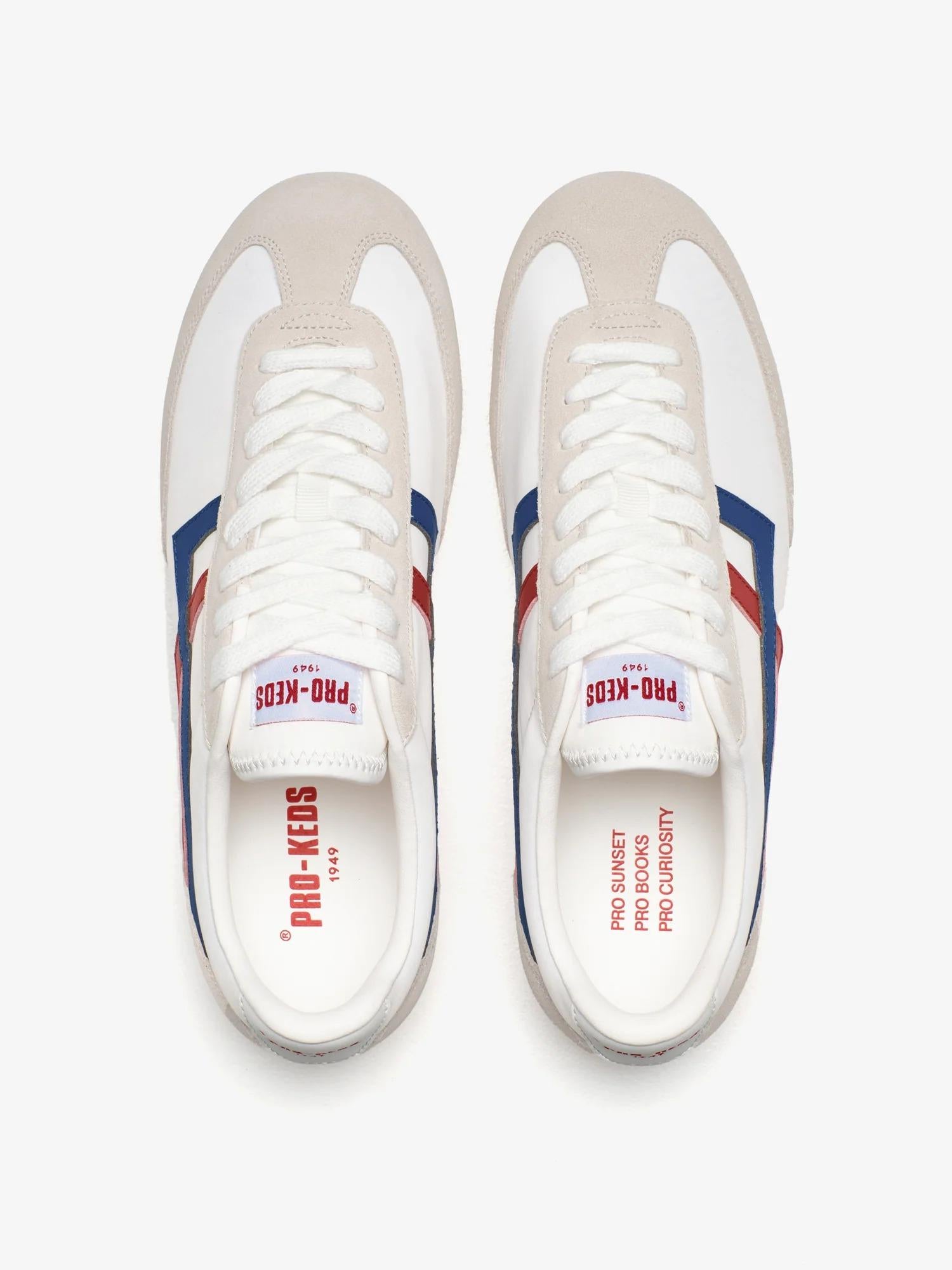 Racer 77 in nylon bianco e rosso/blu<BR/><BR/> R7226SLM WH00002 PRO-KEDS 