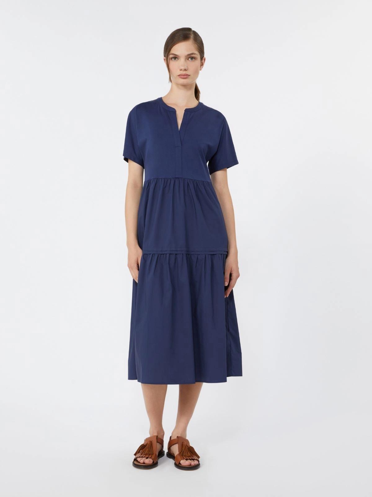Abito a balze in jersey di cotone - BLU<BR/> WKDCAPSULA 005 WEEKEND 