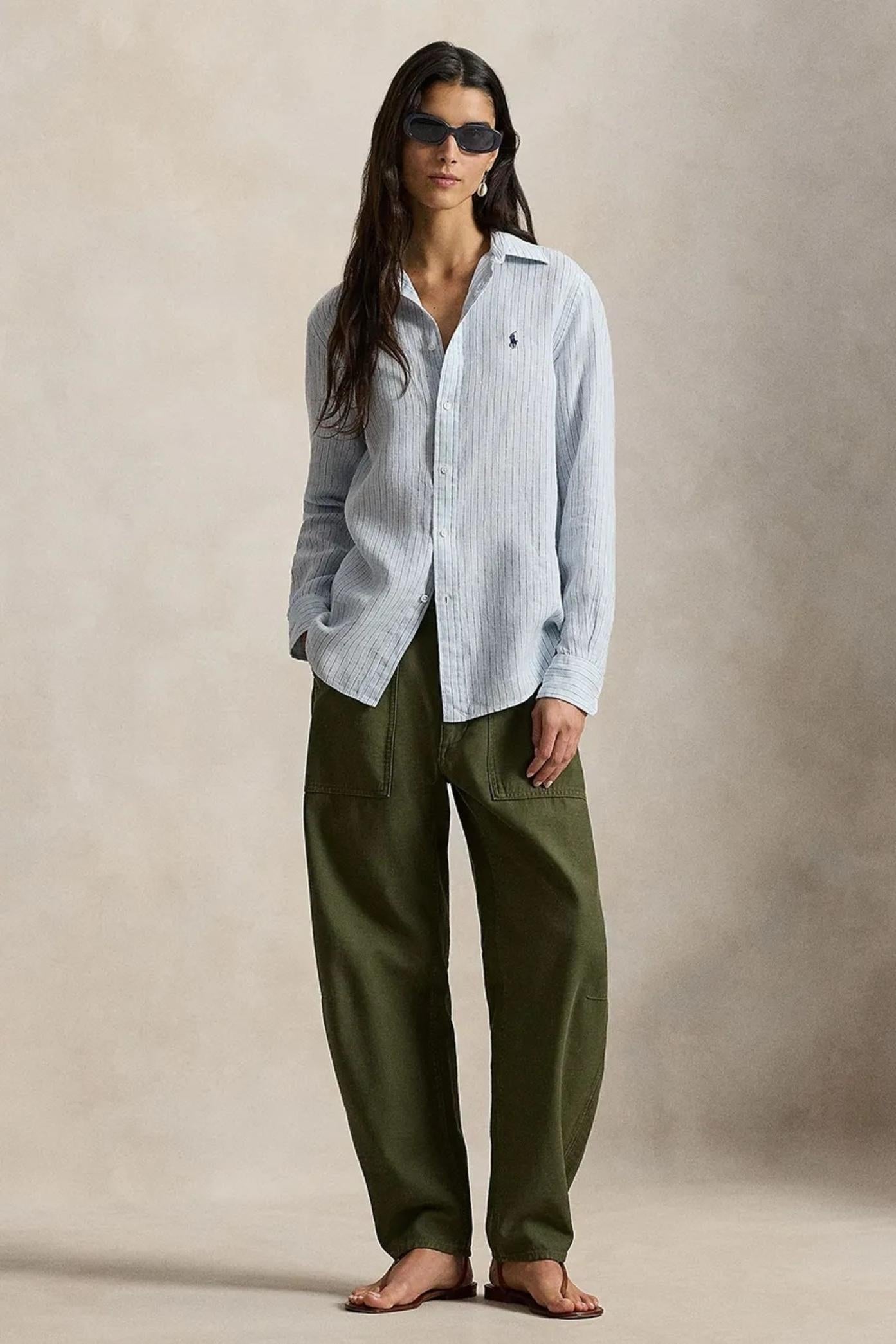 Camicia donna in lino a righe 211A96158 003 RALPH LAUREN 
