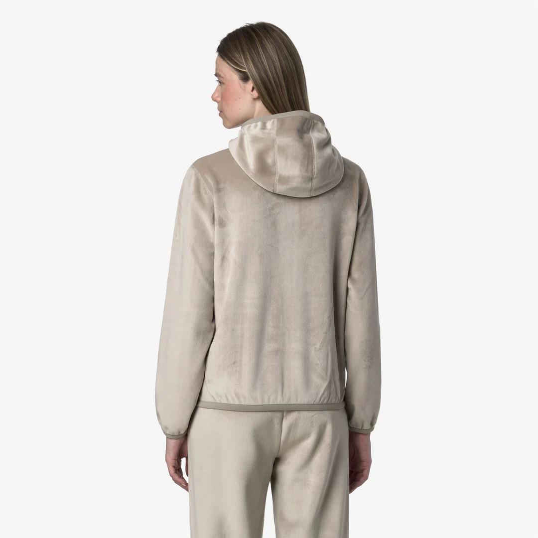 LILY VELOUR POLAR REVERSIBLE<BR/>BEIGE CASHMERE-BEIGE CASHMERE<BR/>Giacca reversibile in pile beige con cappuccio da donna in cashmere K8138NW BB1 K-WAY 