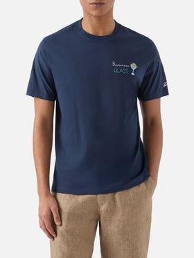 T-shirt Portofino blu con ricamo Business Glass<BR/> POT0001 00164L MC2 SAINT BARTH 