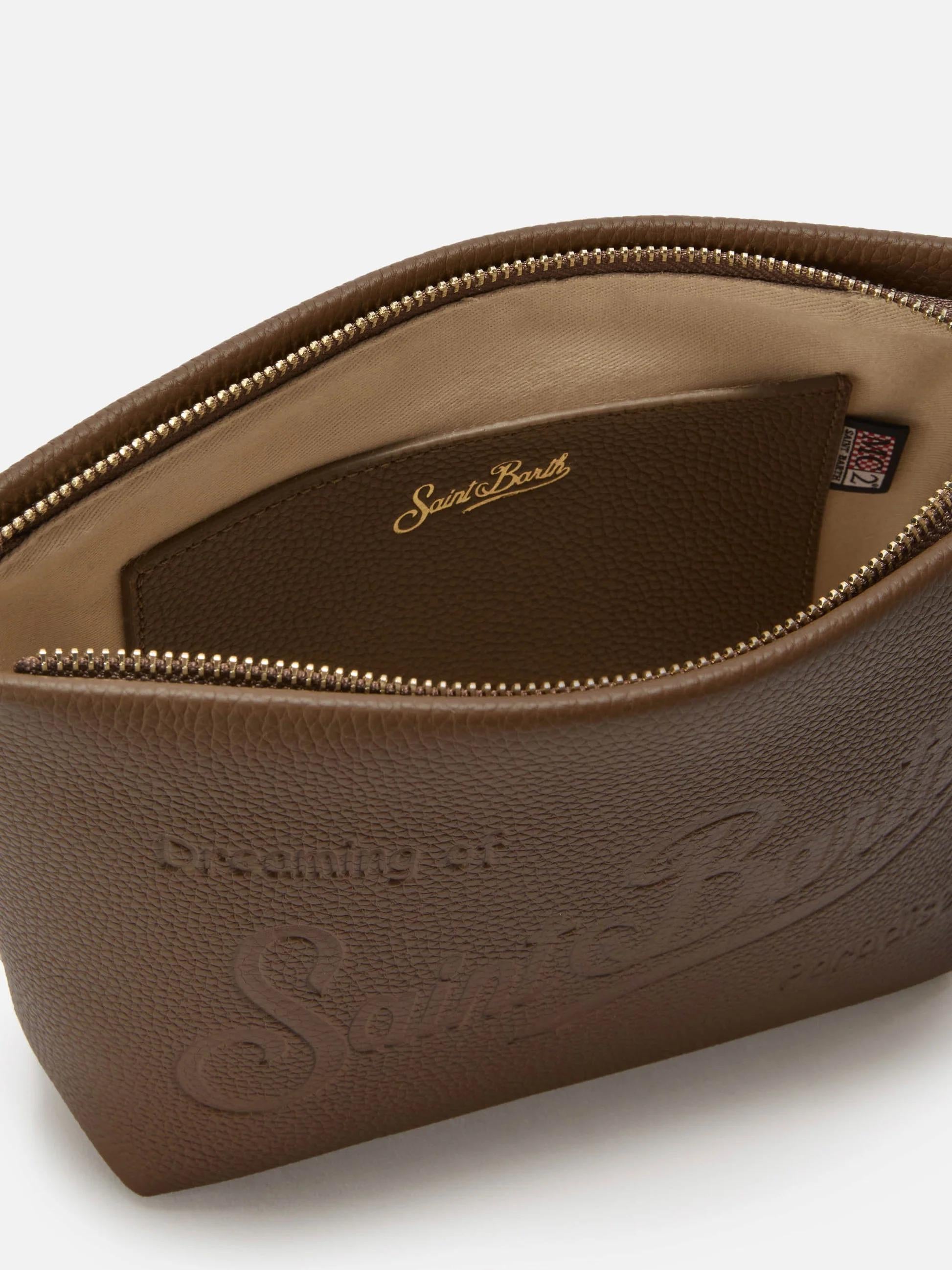 Borsa a spalla Aline Bag in pelle martellata marrone<BR/> ALI0034 00776I MC2 SAINT BARTH 