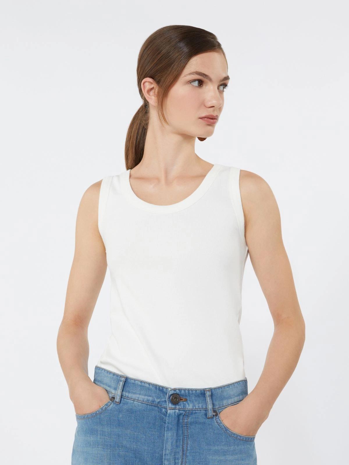 Top in cotone stretch - Bianco<BR/> WKDMULTIC 001 WEEKEND 