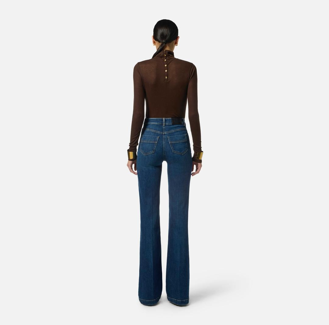 Jeans a palazzo con bottoni PJ02D56E2 104 ELISABETTA FRANCHI 