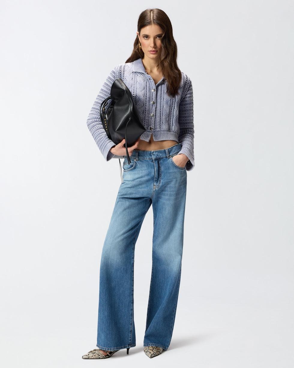 Wanda Jeans wide leg con scoloriture<BR/> 101733A323 PJO PINKO 