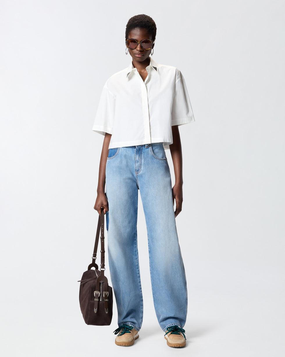 Camicia cropped con dettagli metallici<BR/> 106826A2LD Z05 PINKO 