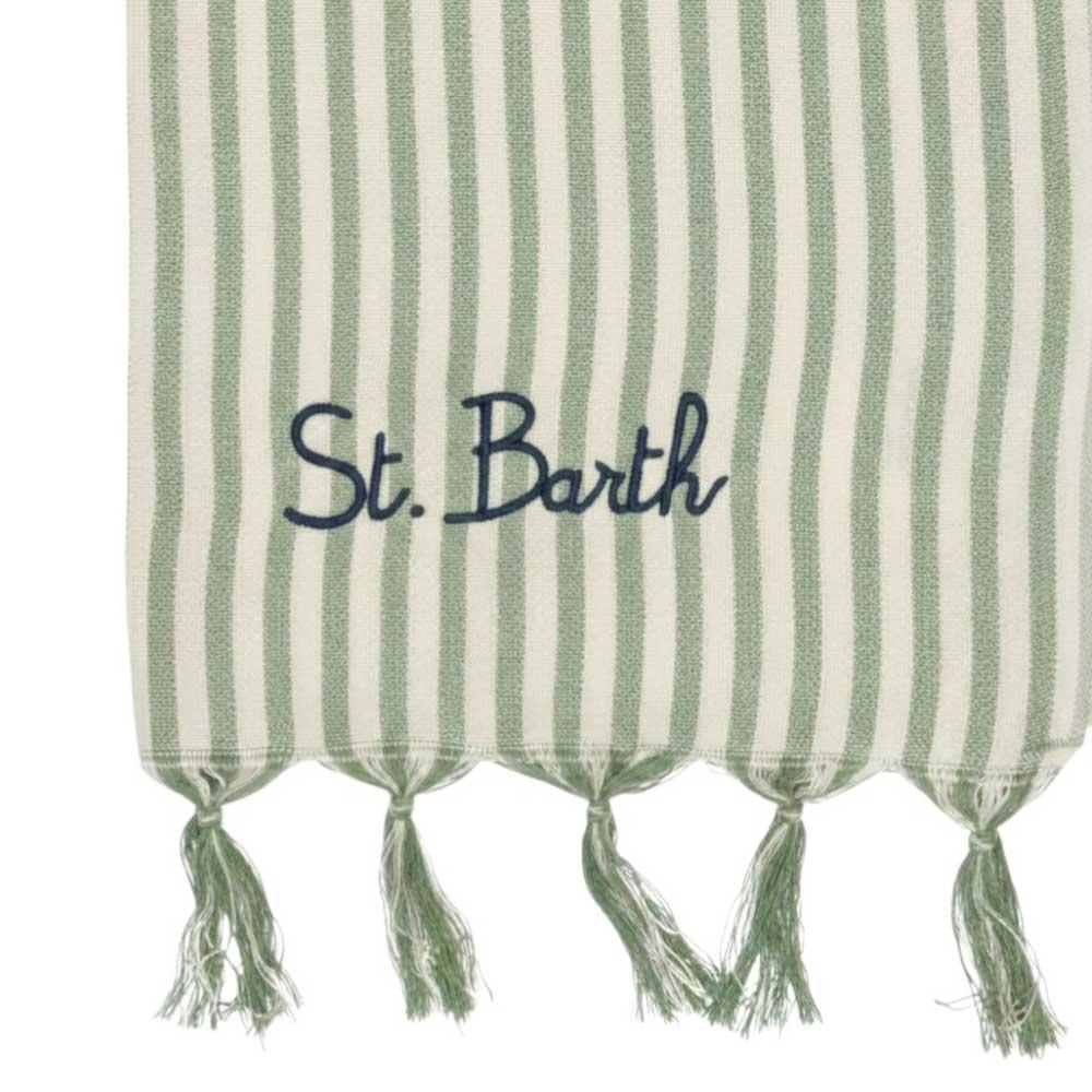 Mc2 Saint Barth Telo Mare Fouta In Cotone A Righe Verdi FOUL002 07682L MC2 SAINT BARTH 
