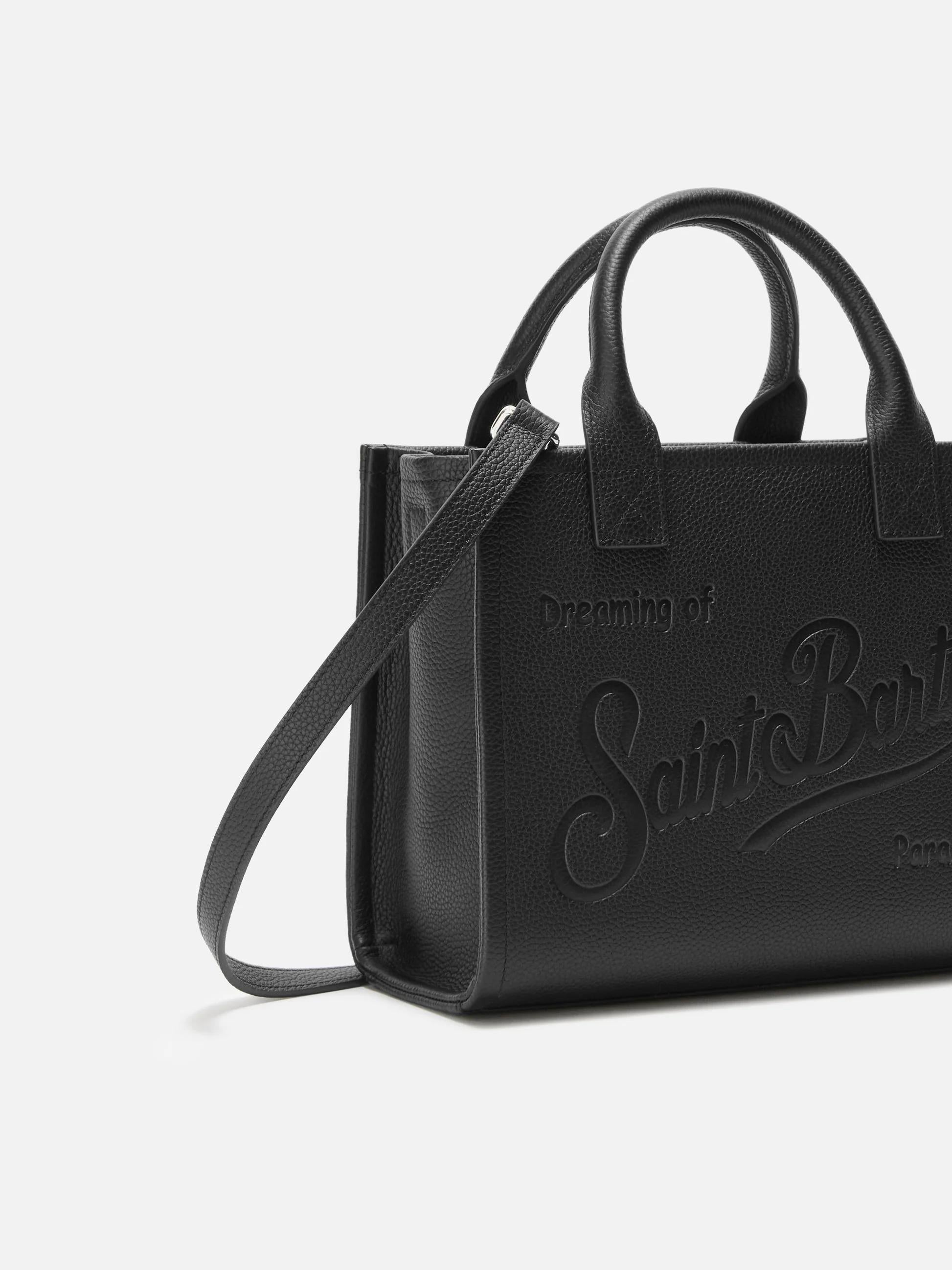 Borsa a spalla Vanity Bag Midi in pelle martellata nera VANMD001 00748I MC2 SAINT BARTH 