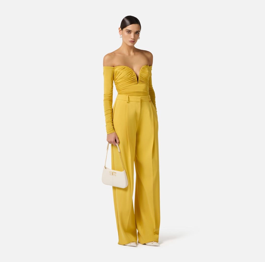 Pantaloni in crêpe leggero con logo charm PA16761E2 EV4 ELISABETTA FRANCHI 
