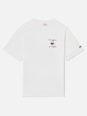 T-shirt Portofino panna con ricamo Correggimi Se Sbaglio<BR/> POT0001 04452L MC2 SAINT BARTH 