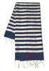 Telo mare in cotone Fouta con stampa a righe blu