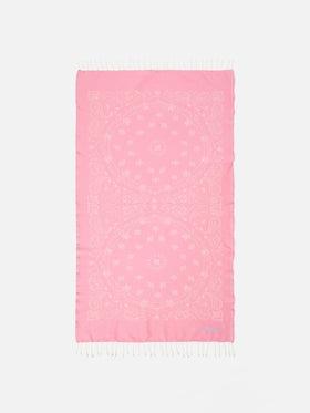 Telo mare Foutas in cotone jacquard con fantasia bandana rosa<BR/> FOUT009 02704L MC2 SAINT BARTH 