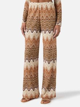 Pantalone lungo Amalia in raschel degradé marrone<BR/> AML001 01846L MC2 SAINT BARTH 
