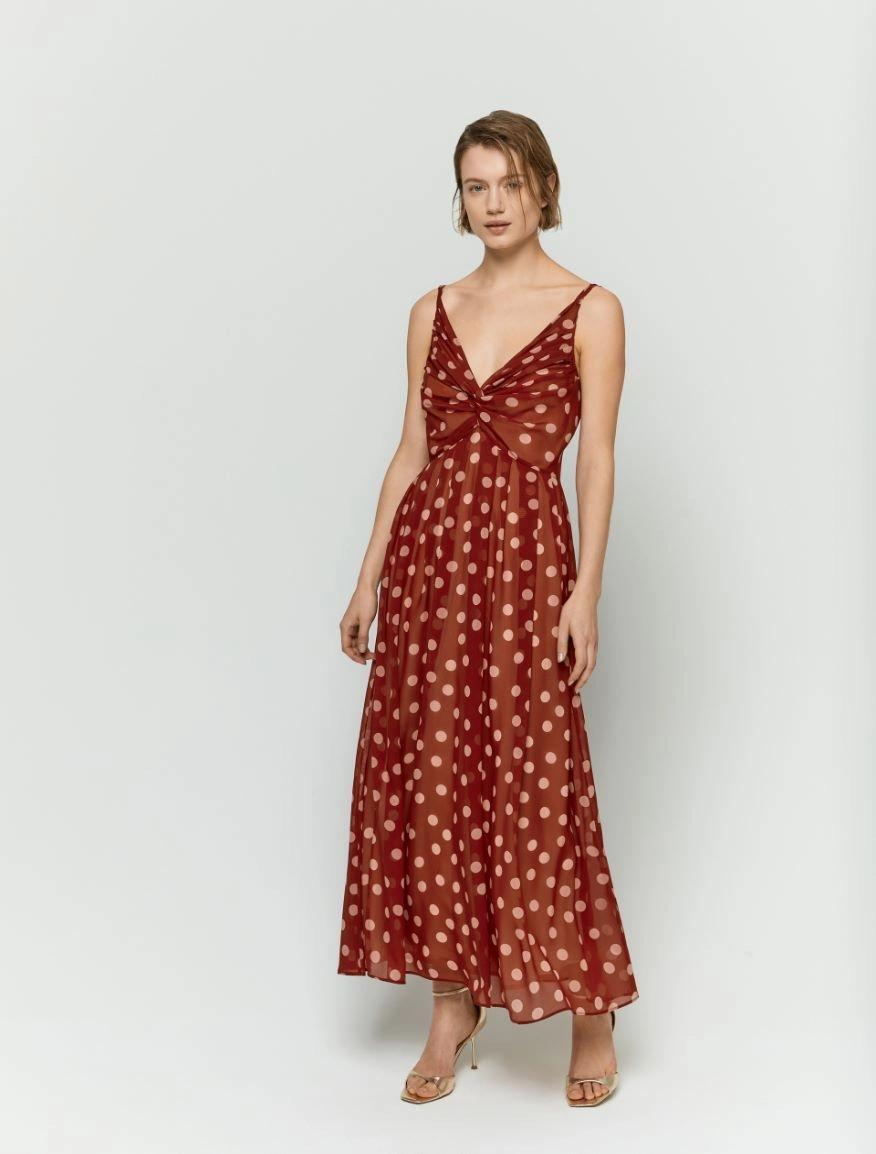 Abito in chiffon con pois