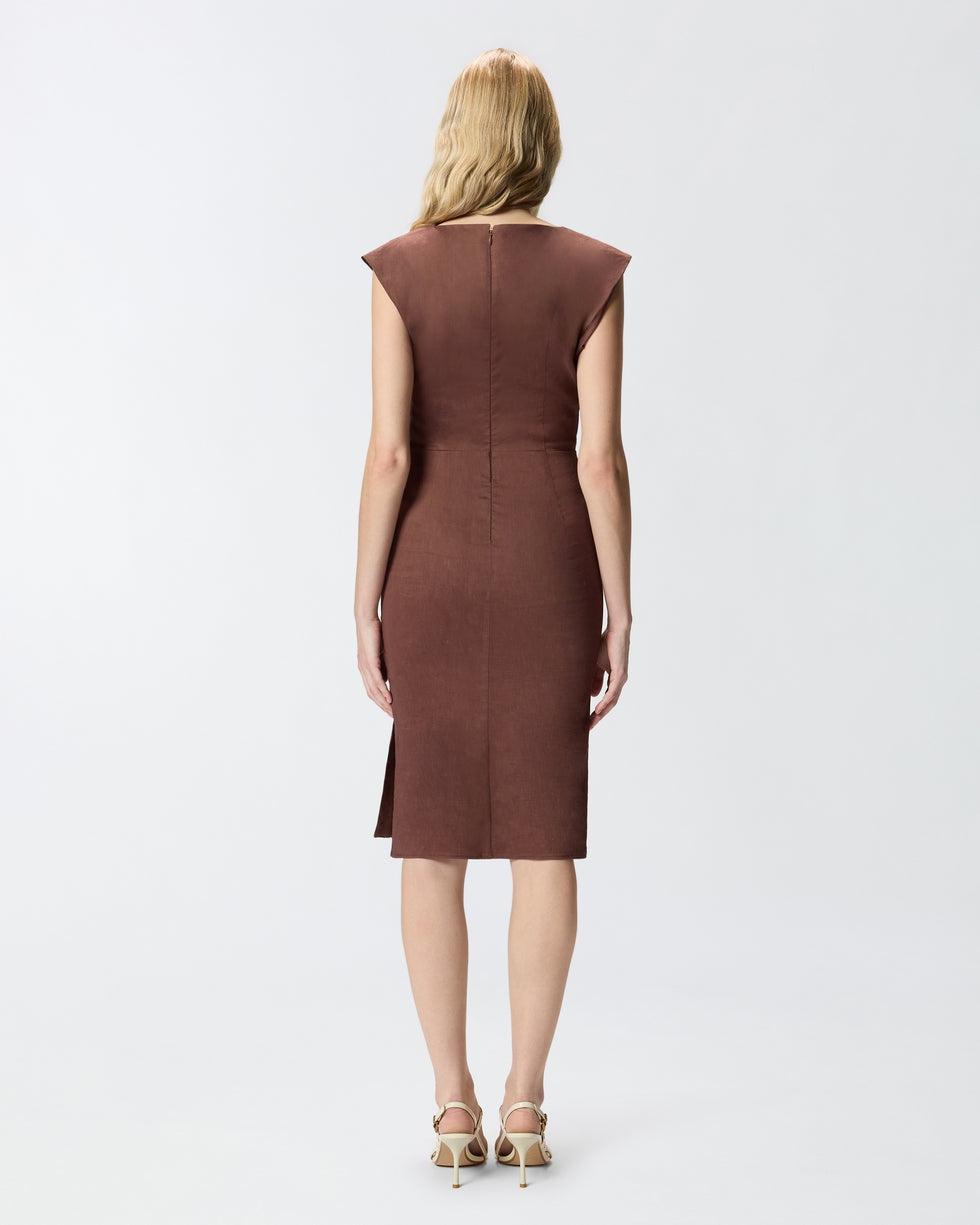 Abito longuette aderente in lino<BR/> 106521A34I L78 PINKO 