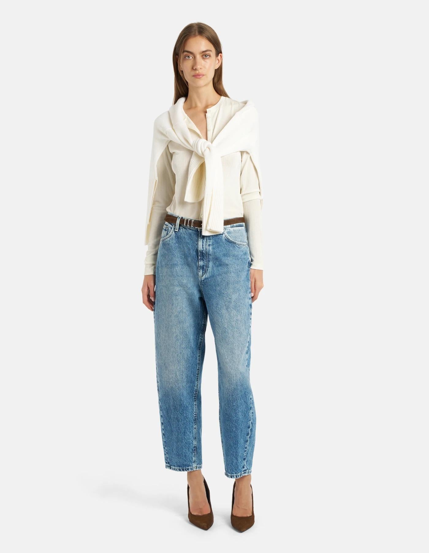 Jeans Bessie loose in denim fisso<BR/> DP784DF0283LH6 800 DONDUP 