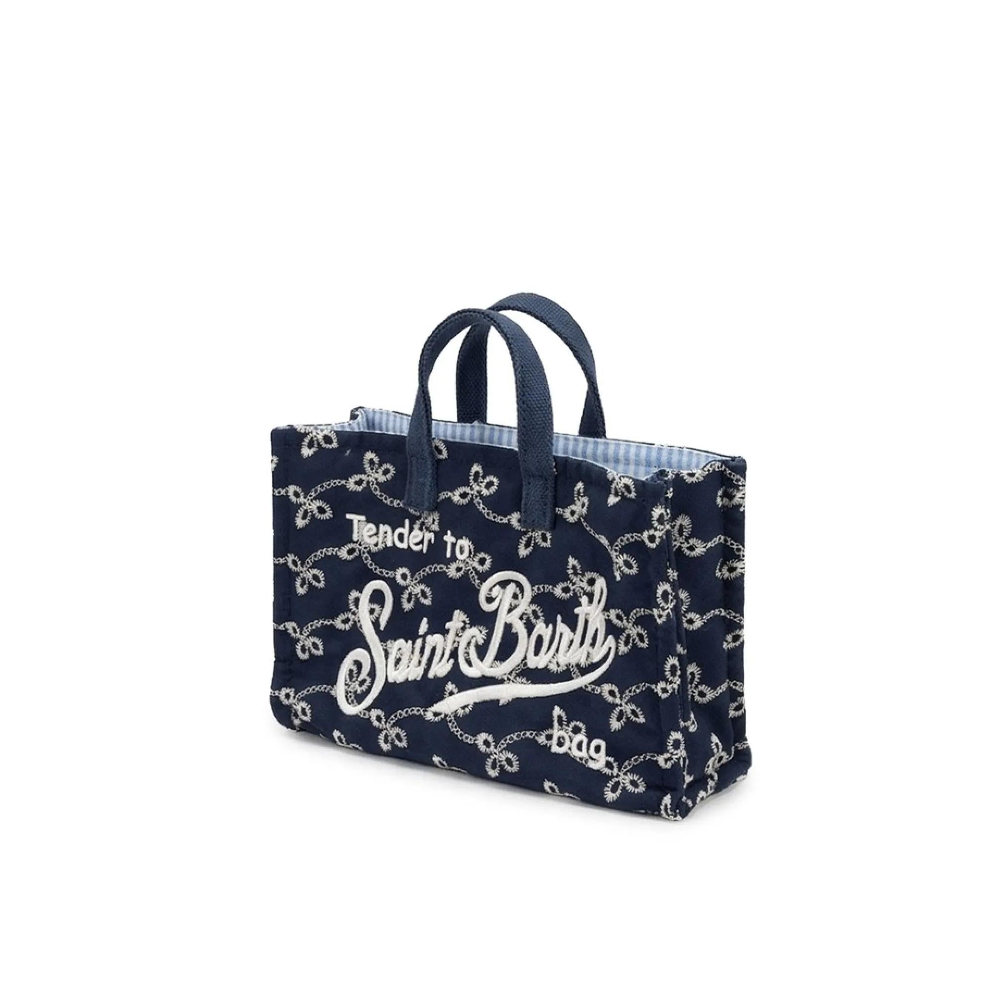 Borsa Phone micro in sangallo blu con logo a contrasto PHONE012 00560L MC2 SAINT BARTH 