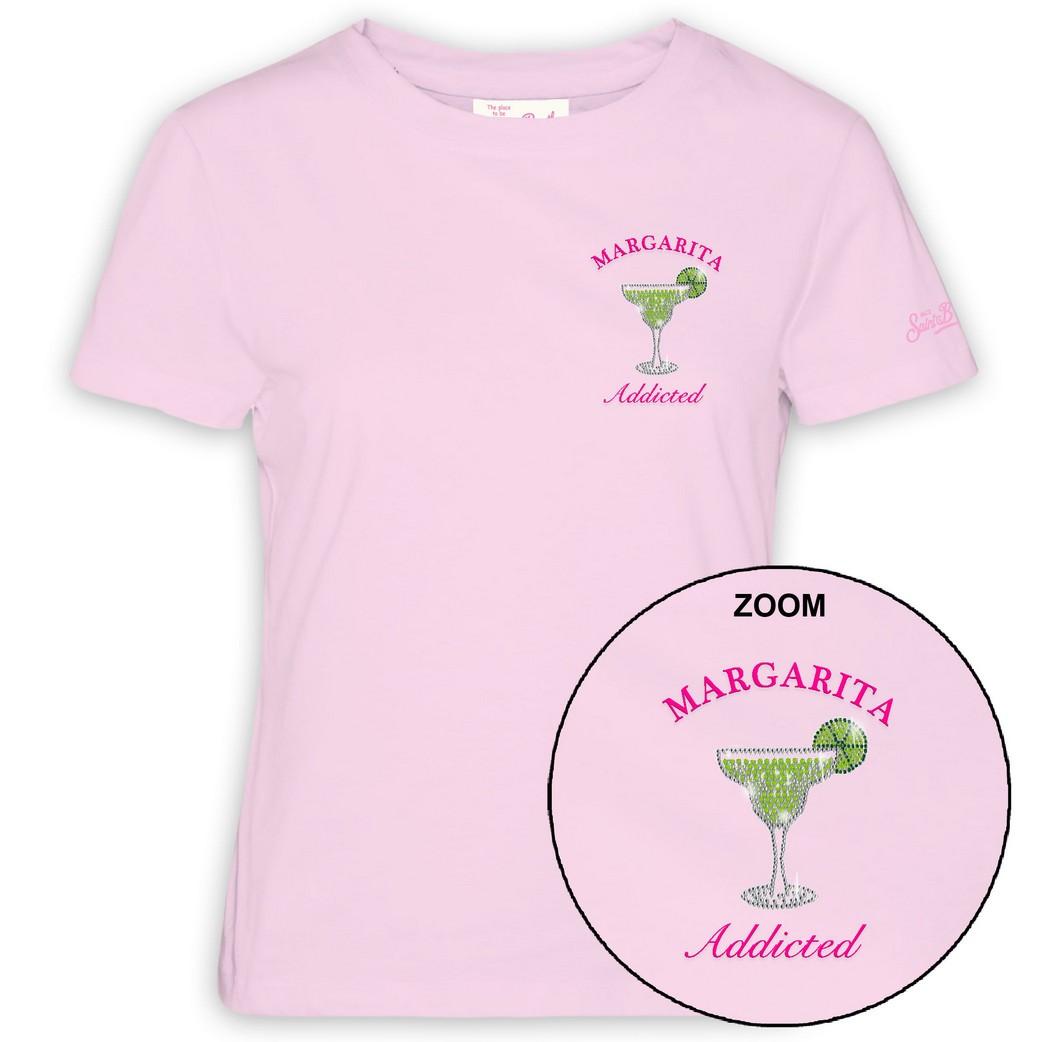 T-shirt Emilie in cotone con ricamo strass
