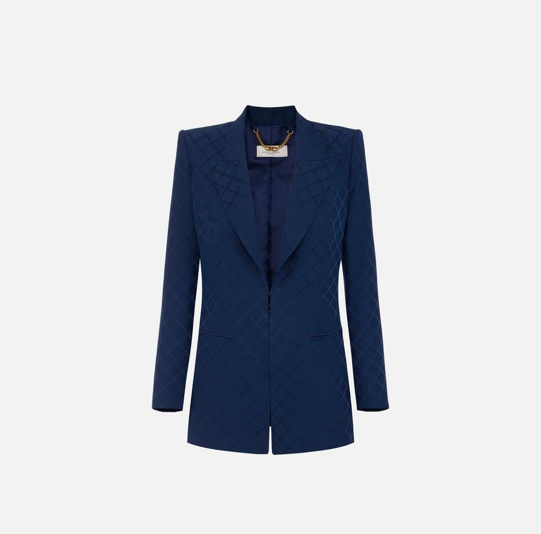 Giacca in satin con losanga jacquard