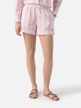 Shorts Meave in cotone a righe rosa<BR/> MEA002 00897L MC2 SAINT BARTH 