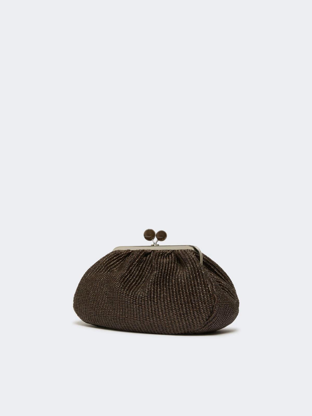 Pasticcino Bag medium effetto rafia - MARRONE SCURO<BR/> WKAFORTUNA 053 WEEKEND 