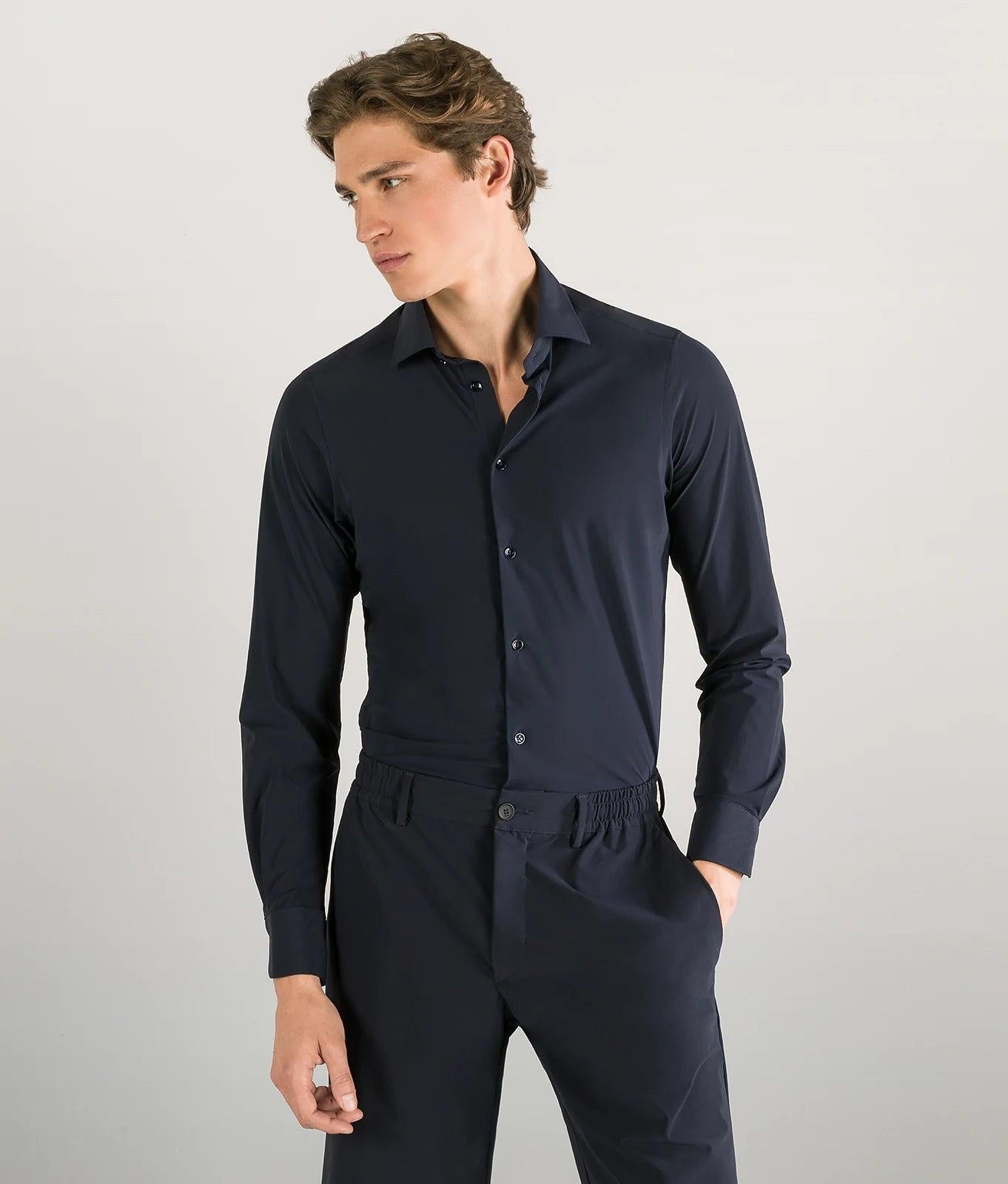 MANHATTAN<BR/>Camicia slim fit in tessuto tecnico unito high-performance MANHATTAN 511 CRUNA 