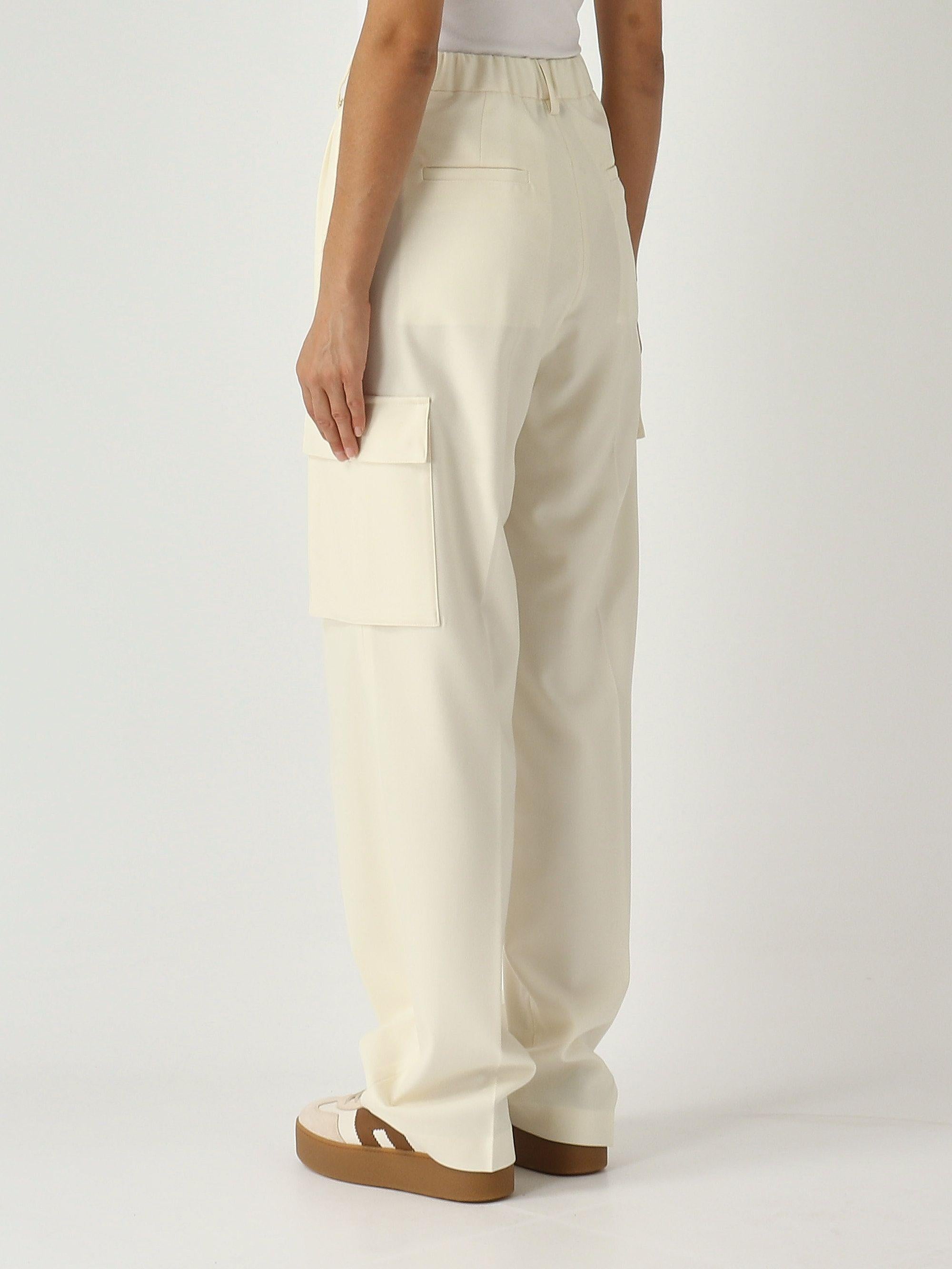 PANTALONI CARGO IN FLUID WOOL<BR/> PT000179D33453 1000 HERNO 