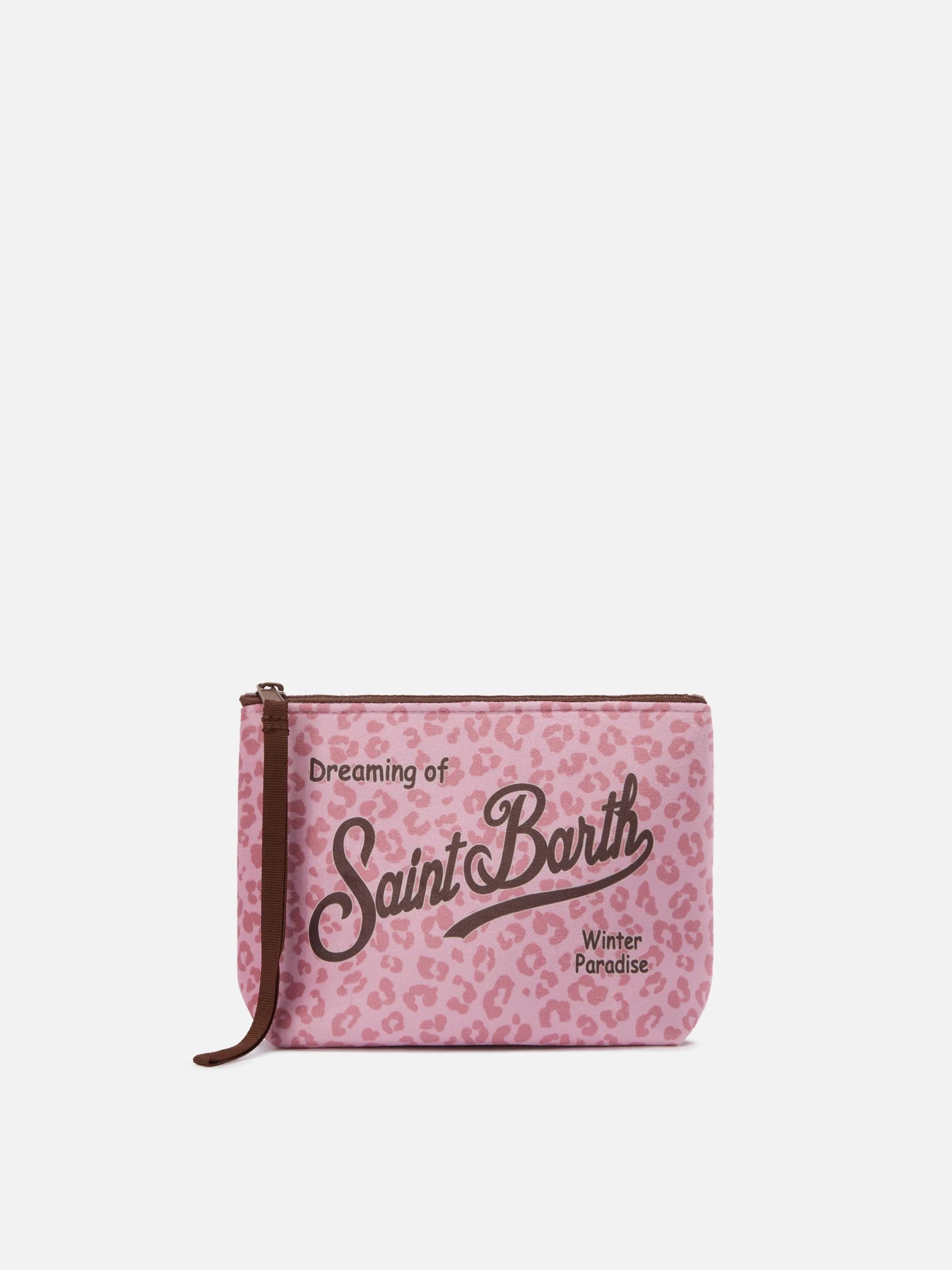 Pochette Aline effetto lana con stampa leopardata rosa ALI0002 01237I MC2 SAINT BARTH 