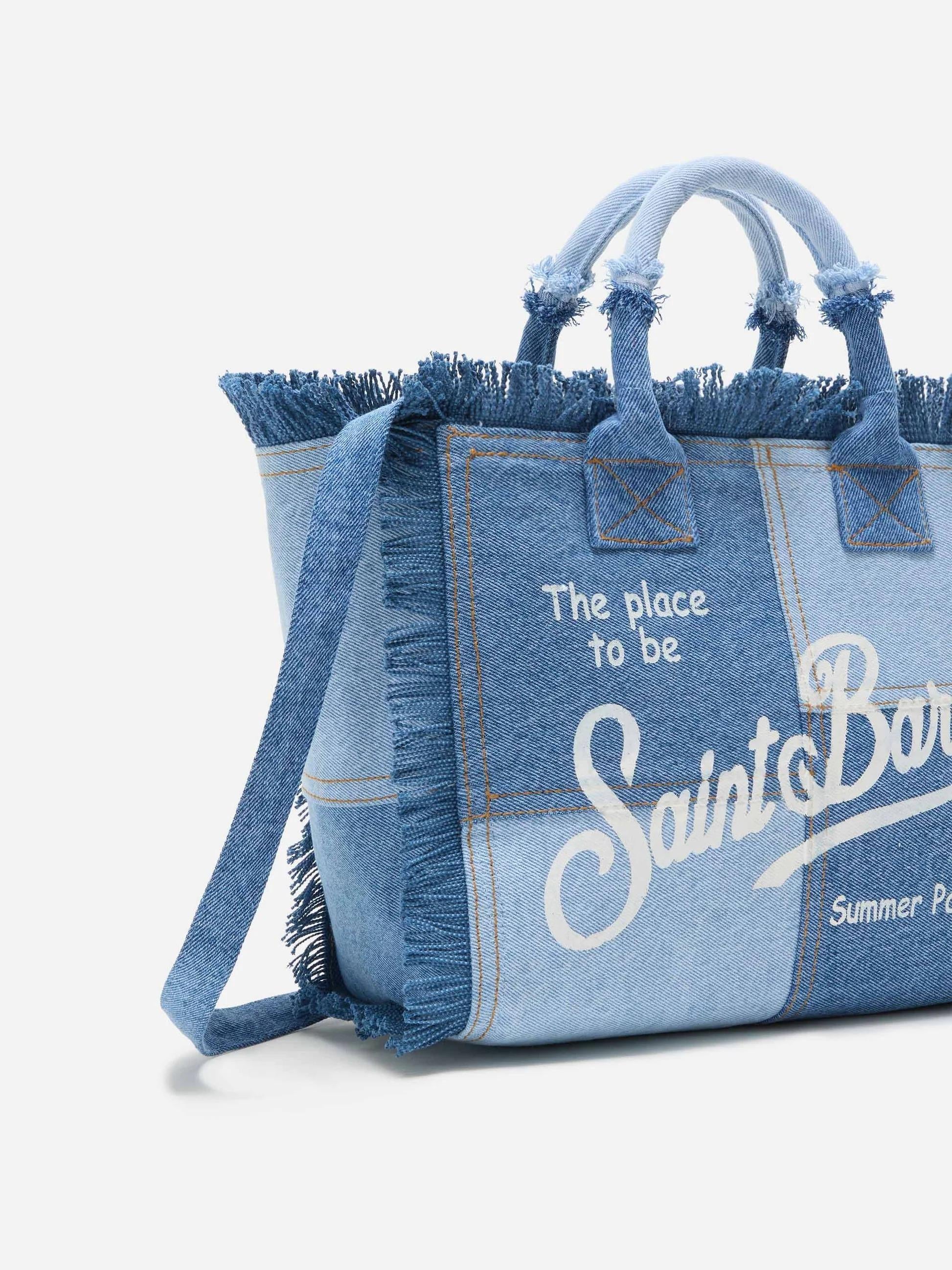 Borsa Colette in denim patchwork<BR/> COL0001 00402L MC2 SAINT BARTH 