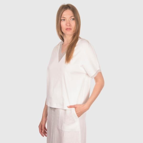 T-shirt jersey scollo a v con lurex 6026980369 003 GRAN SASSO 