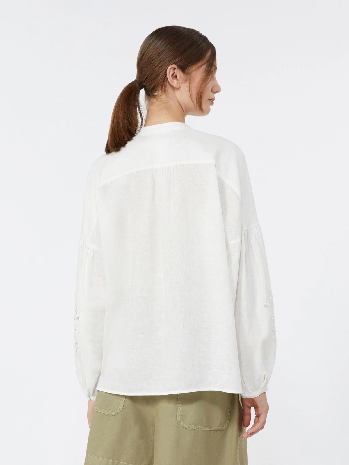 Camicia alla coreana in tela di lino - BIANCO<BR/> WKDESTRO 001 WEEKEND 