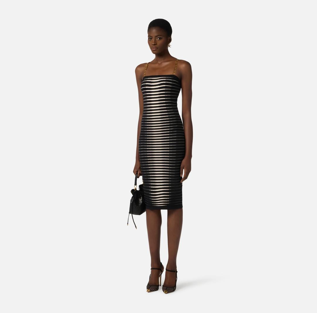 Abito in maglia con zebra jacquard AM99S61E2 685 ELISABETTA FRANCHI 