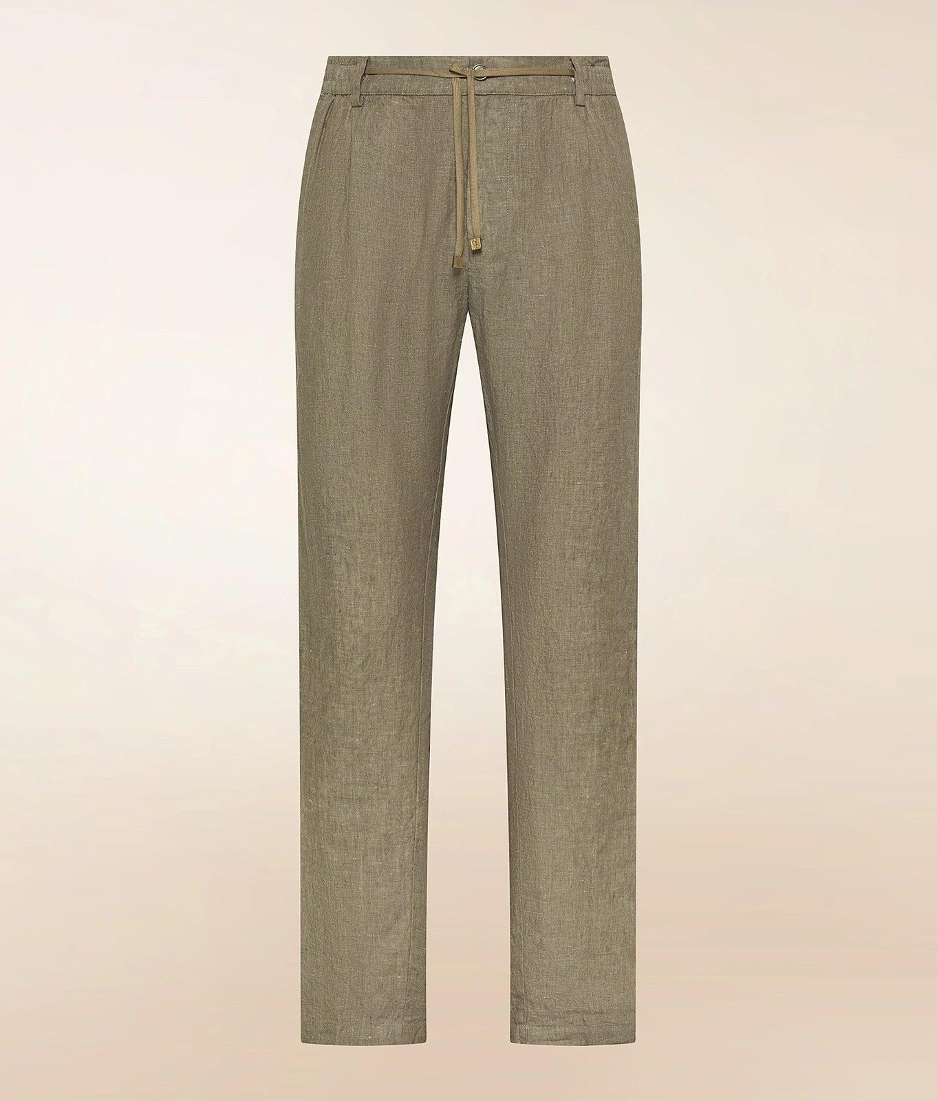 MITTE<BR/>Pantaloni tapered fit con elastico e coulisse in tela leggera di puro lino MITTE1712 614 CRUNA 