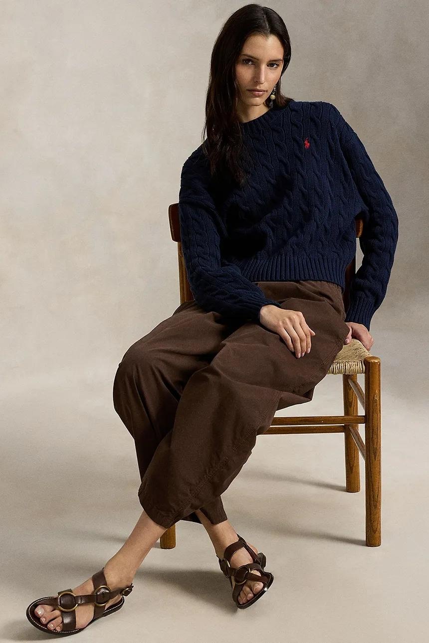 Maglione in cotone con lavorazione a trecce 211A96245 001 RALPH LAUREN 