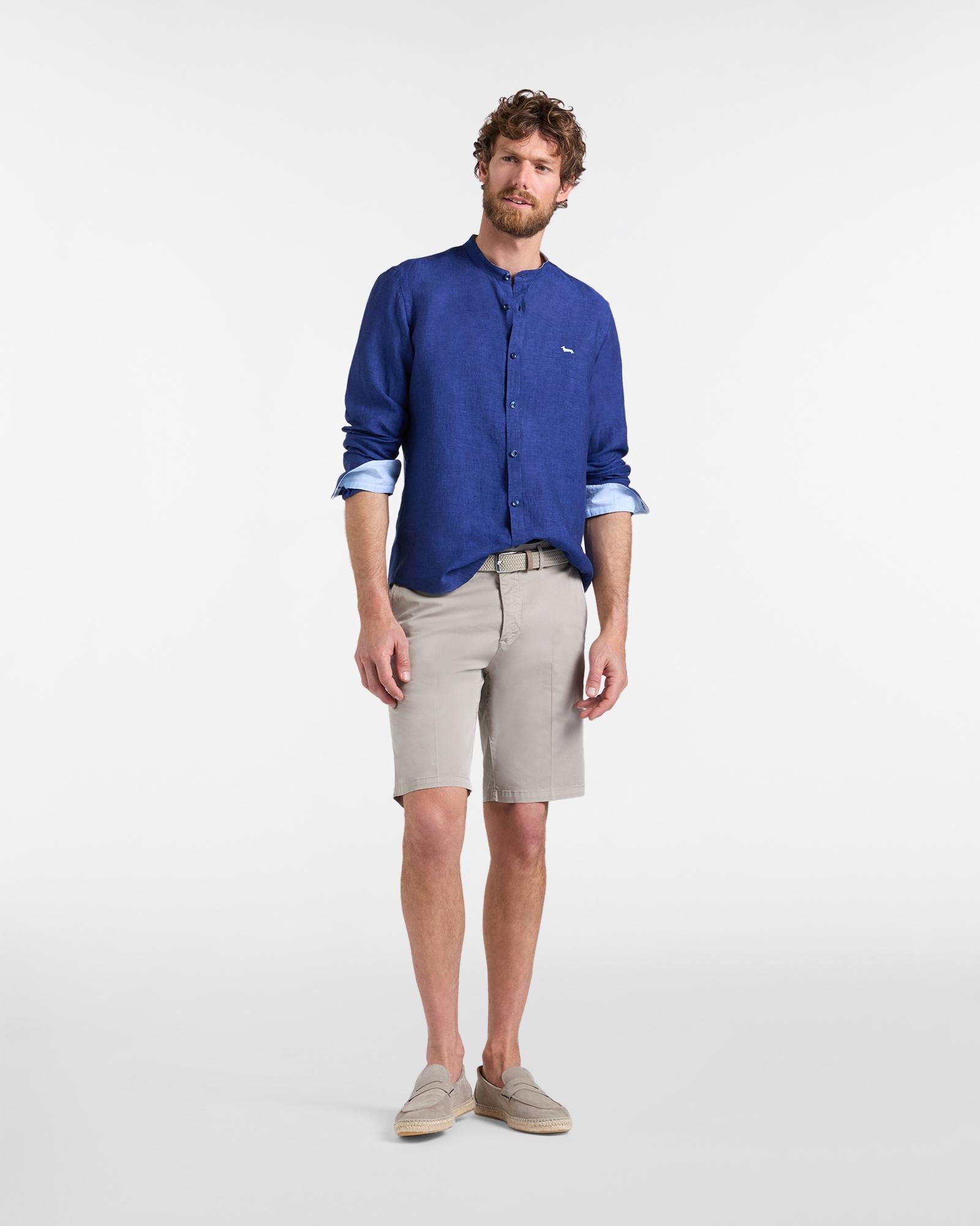 Camicia in lino collo coreana<BR/> CRQ029010883O 828 HARMONT & BLAINE 