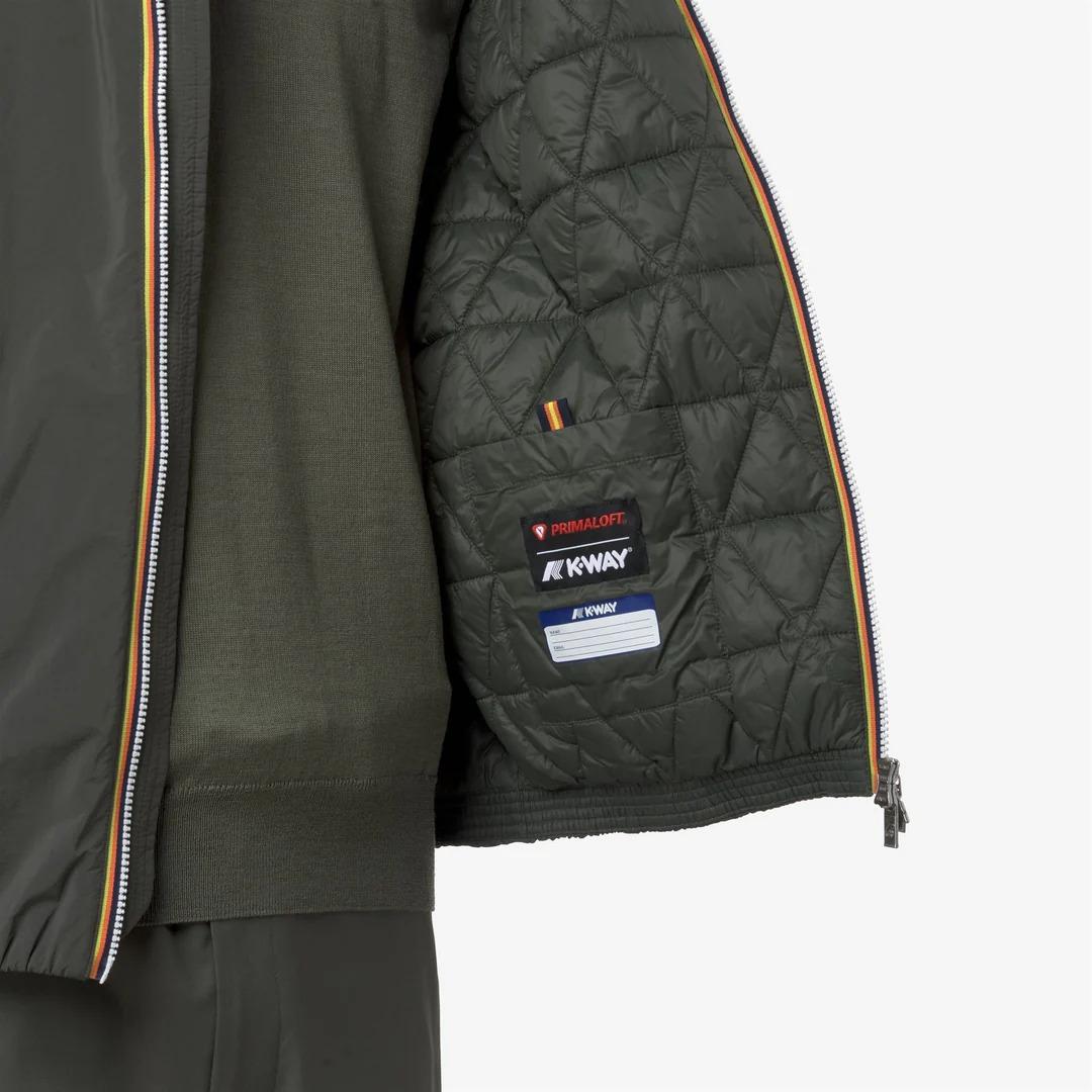 JACK PLAIN WARM<BR/>GREEN BLACKISH<BR/>Giacca corta idrorepellente da uomo verde nera con imbottitura Primaloft K2136DW WMR K-WAY 