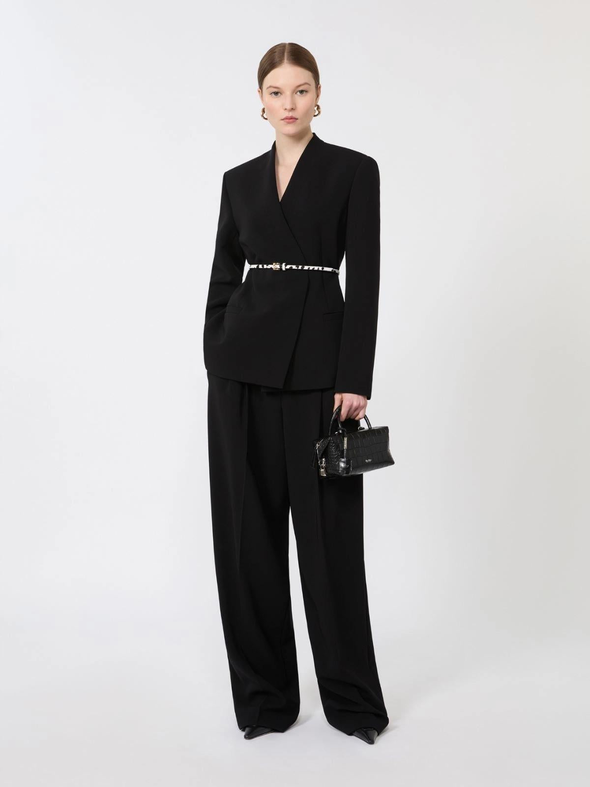 MSTQUINOA<BR/>Giacca doppiopetto in cady con cintura - Nero<BR/> MSTQUINOA 001 MAX MARA CAPSULE 