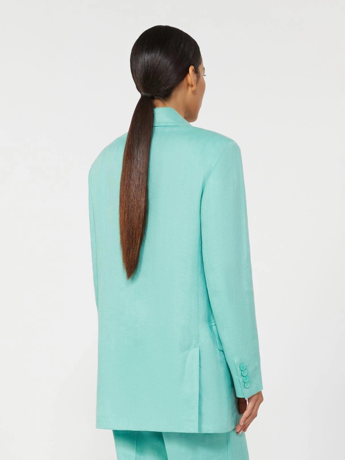 Olimpia Jacket in lino Cheveron - Acqua<BR/> MXMOLIMPIA1 001 MAX MARA 