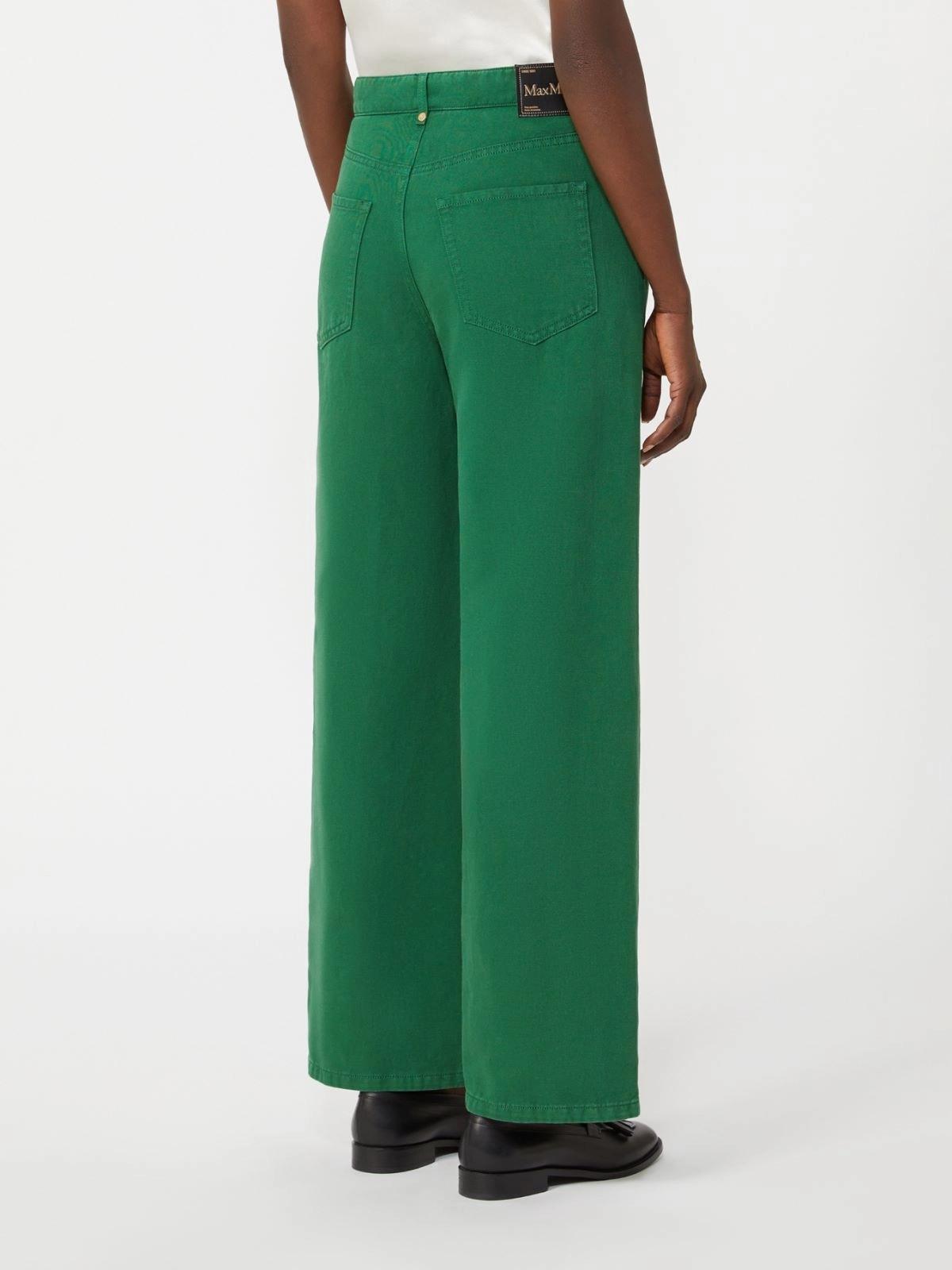 Pantalone 5 tasche in cotone e lino - Verde<BR/> SMMONORATA 003 S MAX MARA 2 