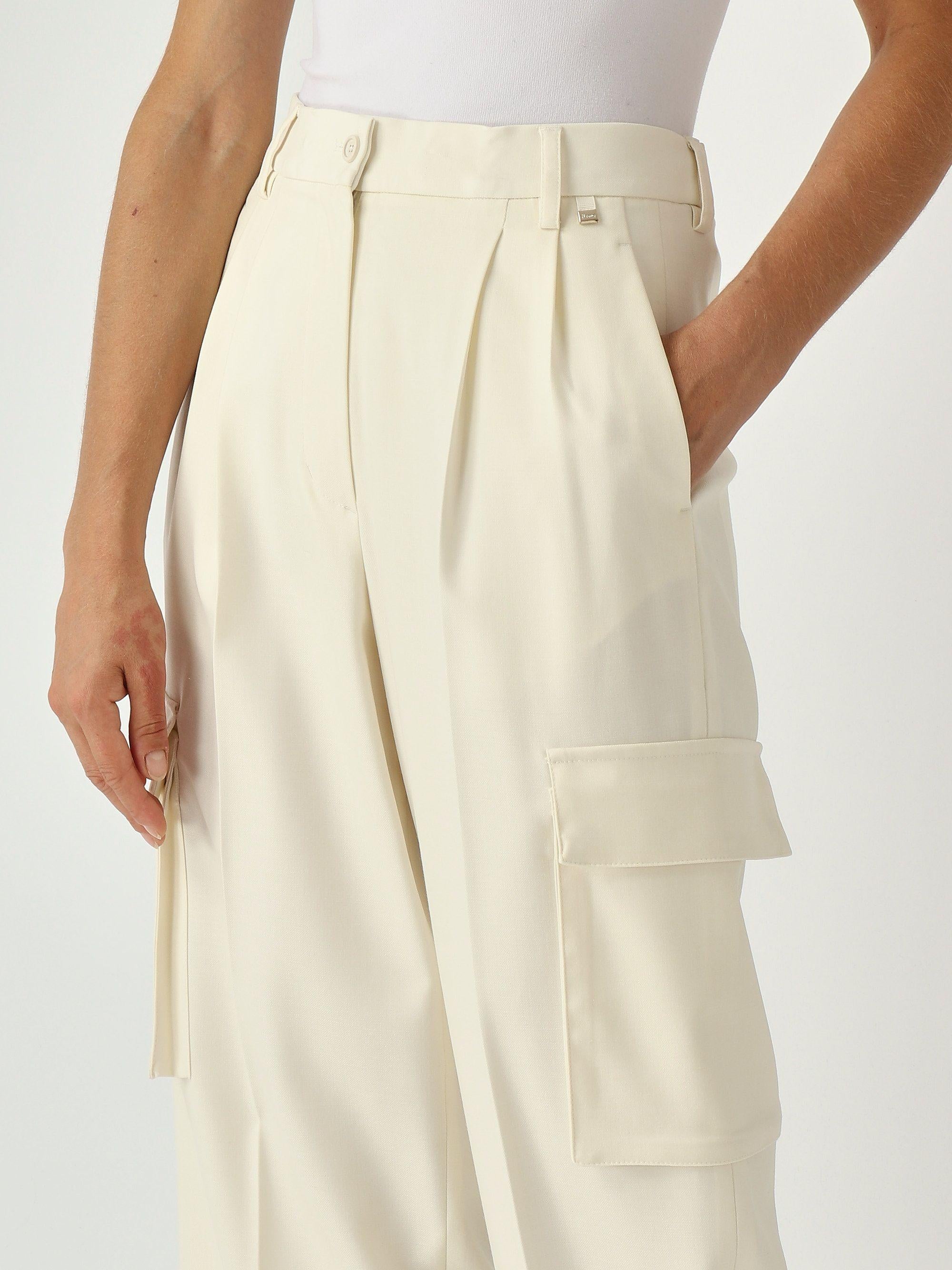 PANTALONI CARGO IN FLUID WOOL<BR/> PT000179D33453 1000 HERNO 