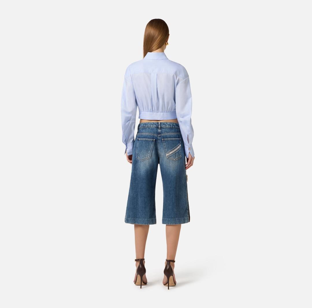 Camicia in popeline di cotone con fascione CA12161E2 019 ELISABETTA FRANCHI 