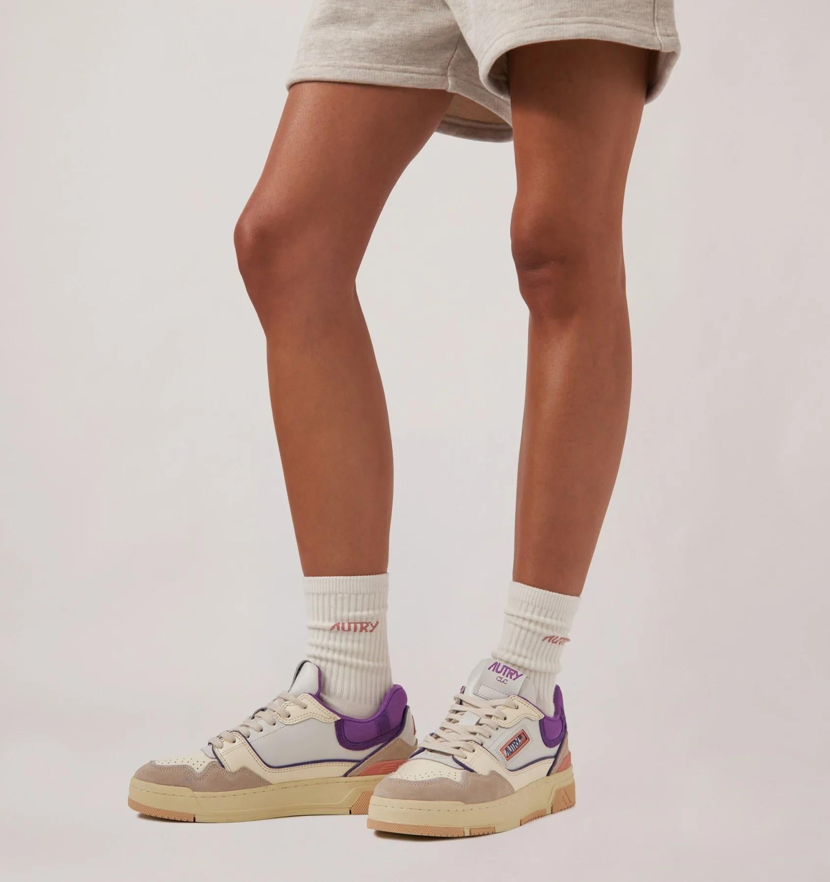 SNEAKERS CLC LOW IN PELLE E SUEDE BIANCO SAND E DEWBERRY<BR/> ROLW MC12 AUTRY ACTION SHOES 