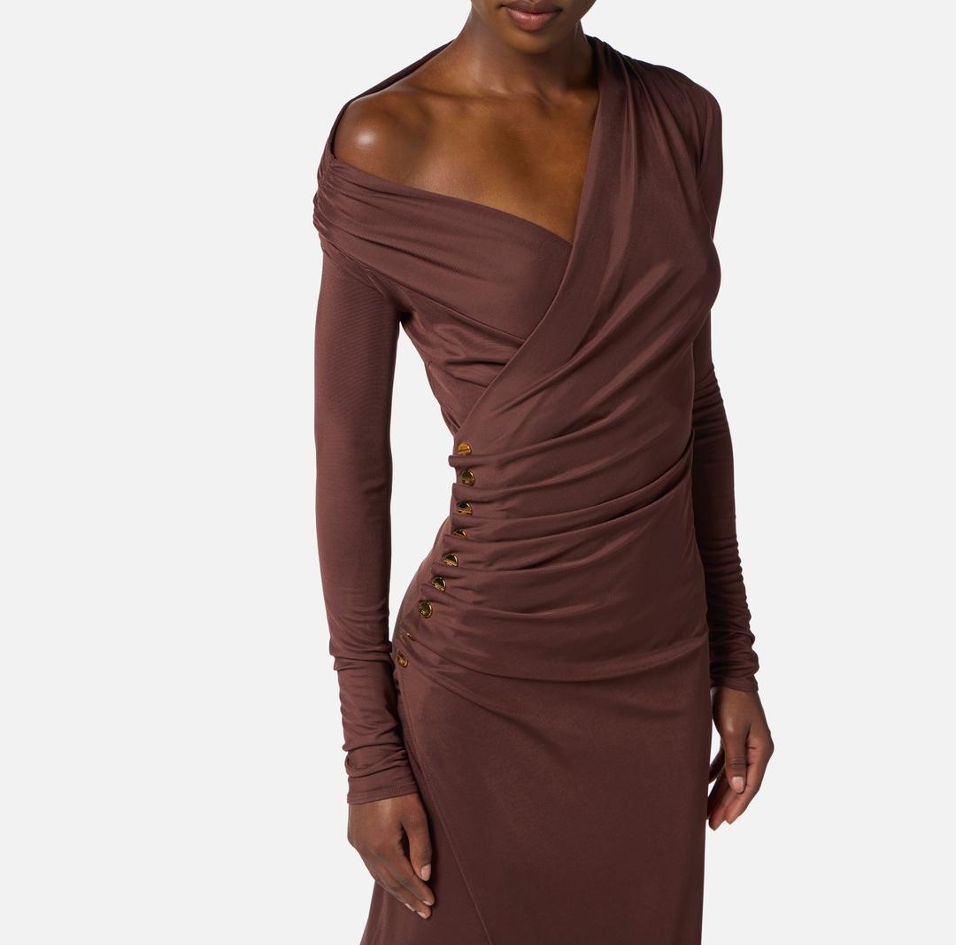 Abito in jersey con bottoni gioiello AB82257E2 EA3 ELISABETTA FRANCHI 