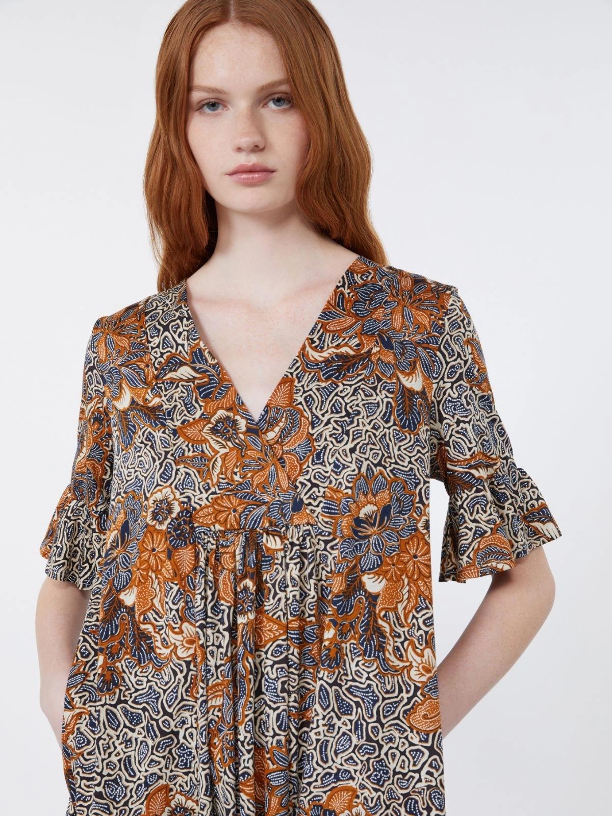 Abito in jersey di cotone stampato - BLU<BR/> WKDFUOCO 009 WEEKEND 