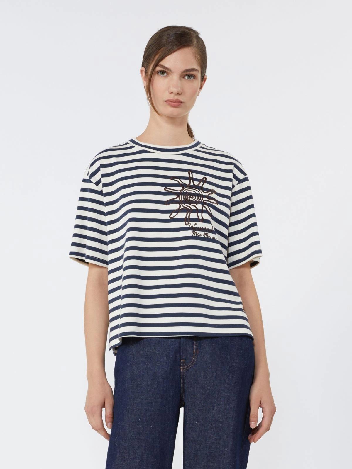 T-shirt in jersey di cotone con stampa - Blu<BR/> WKDSABATO 005 WEEKEND 