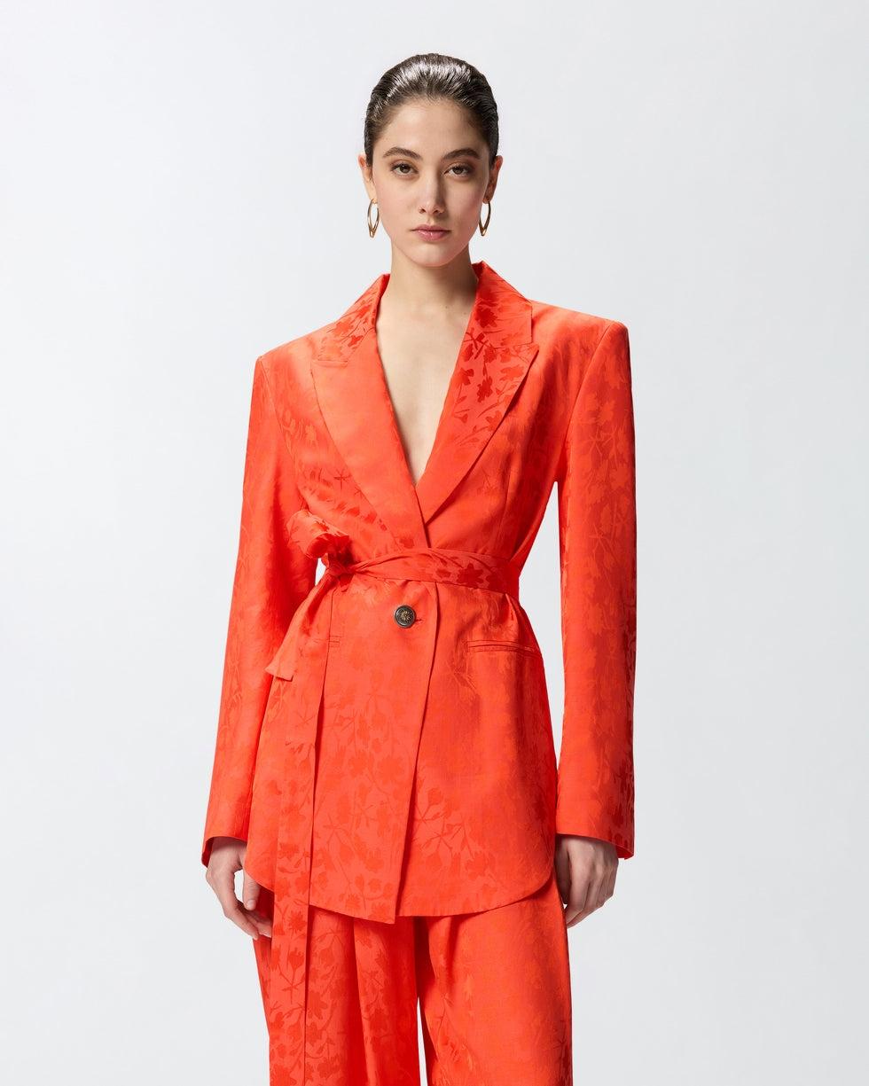 Giacca kimono in jacquard floreale<BR/> 106800A3AN A99 PINKO 